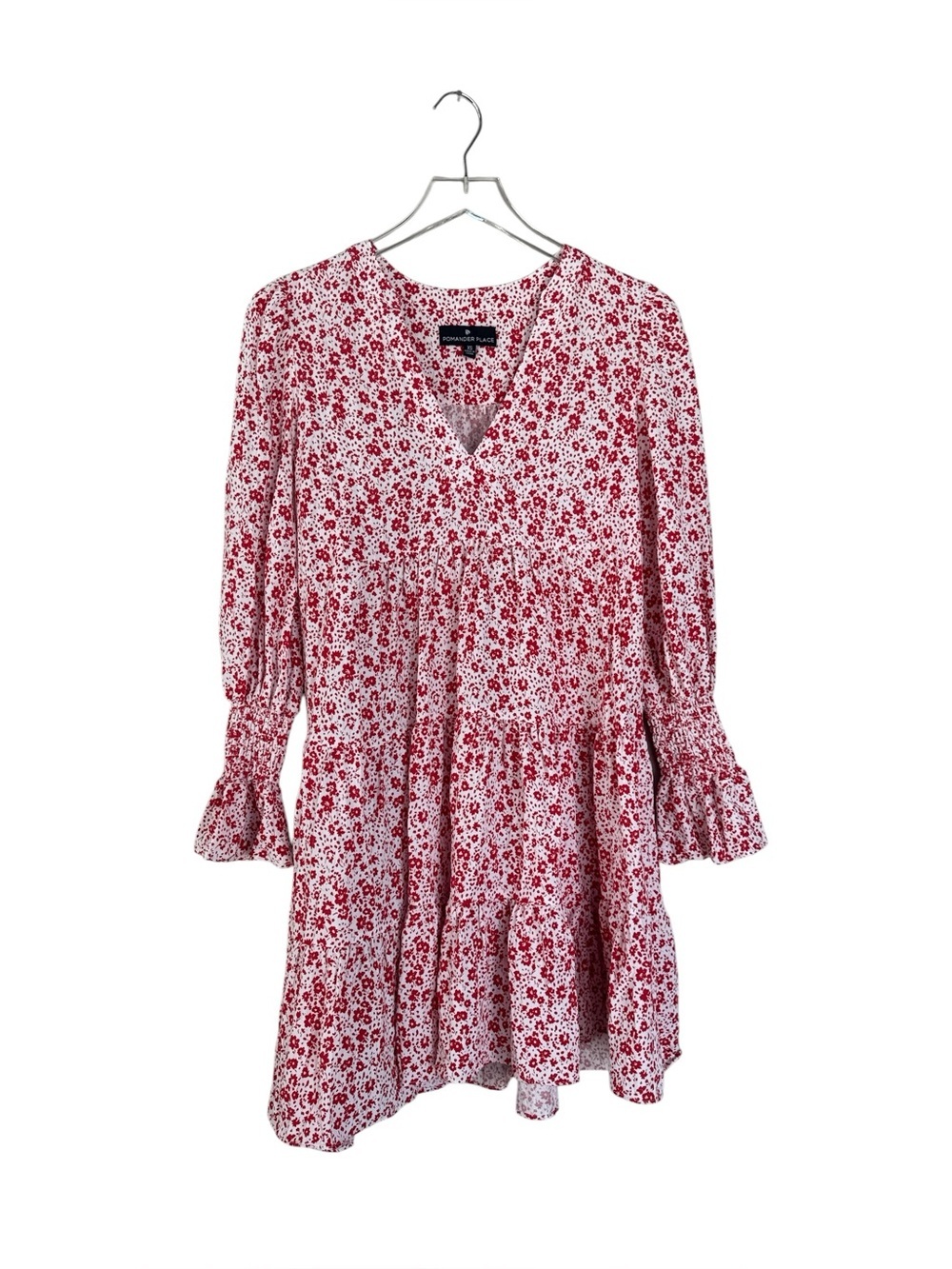 Tuckernuck Pomander Place Scarlet Ditsy Floral Tiered Mini Dress XS Cottagecore